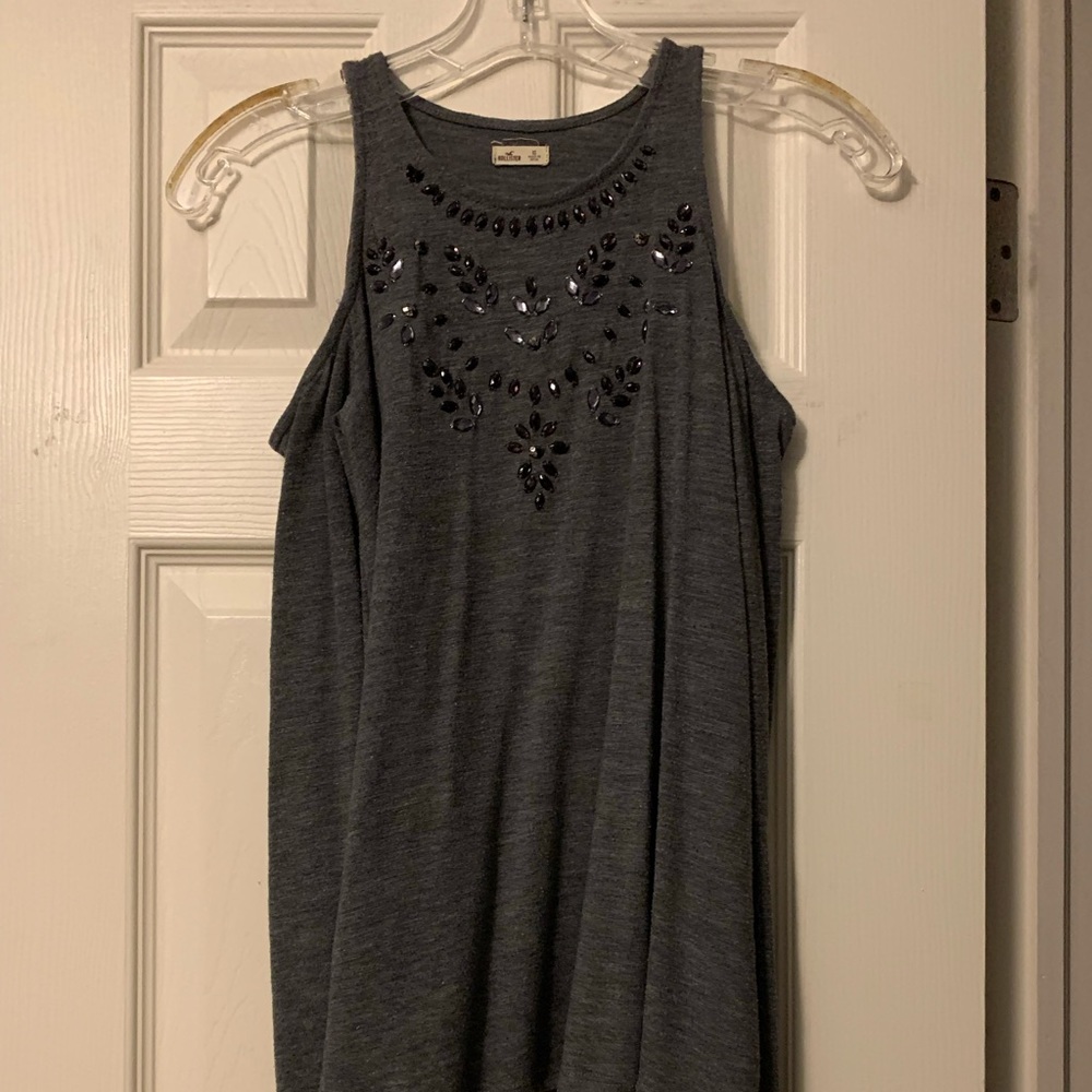 Hollister gray cold shoulder top